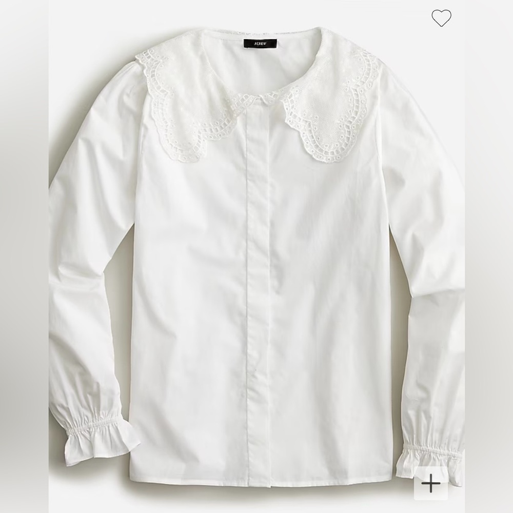 NWT J Crew Lace Collar Cotton Poplin Top